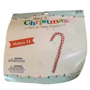 Candy Cane Bead Kit Makes 24 Red and White